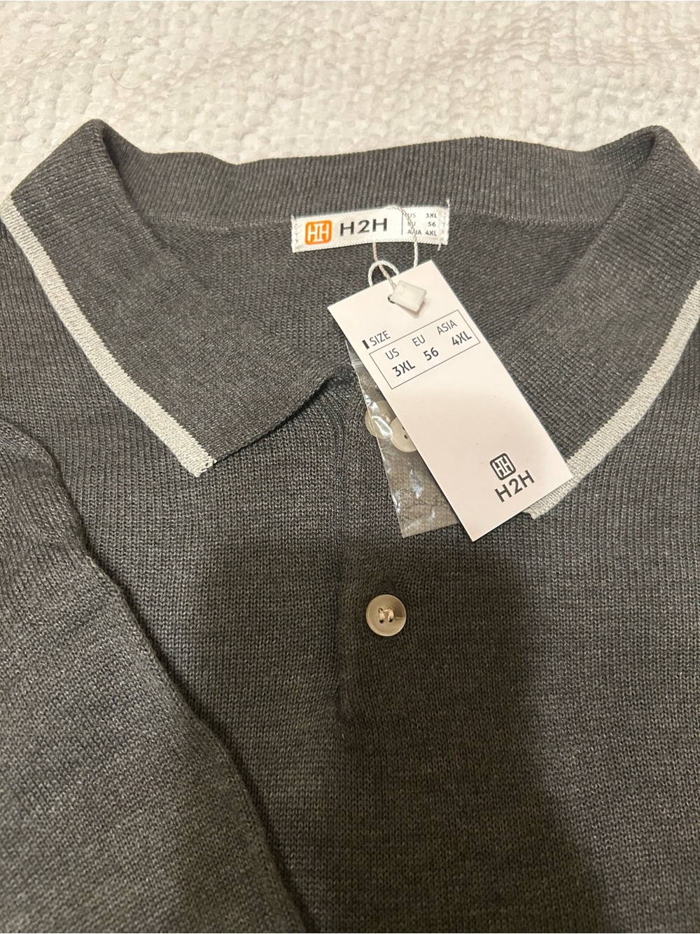 Men’s Charcoal Grey H2H Short Sleeve Sweater (3XL)